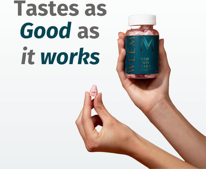 WEEM Hair Skin and Nails Gummies - Supports Healthy Hair - Vegan biotin Vitamins for Women & Men Supports Faster Hair Growth, Stronger Nails, Healthy Skin, Extra Strength